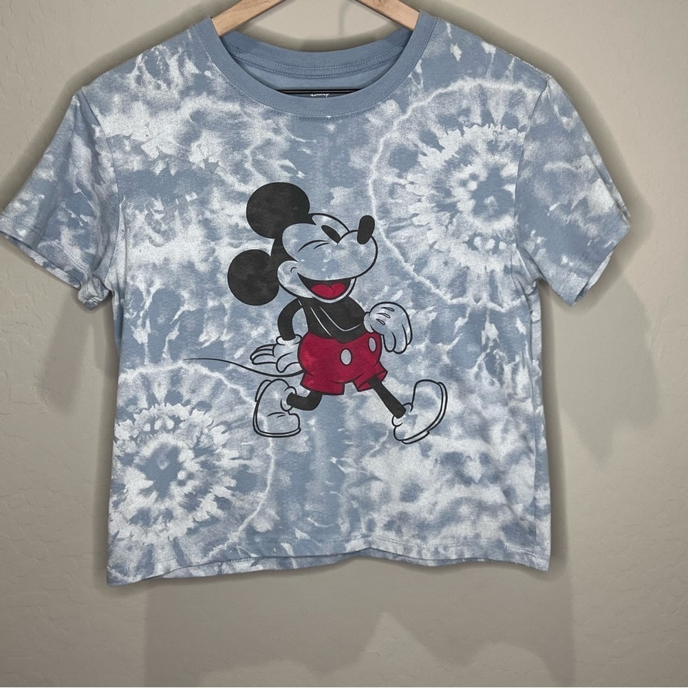 Vintage Disney Mickey Mouse Tie-Dye Short Sleeve Tee Small Blue Parks Disneyland
